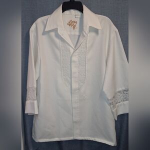 Iolani Beau Tiki Shirt Mens Large Hawaiian Wedding Lace Button Large